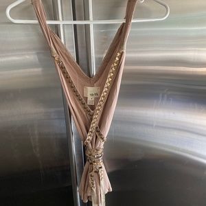 Beige Jeweled Top for a Fun Night Out